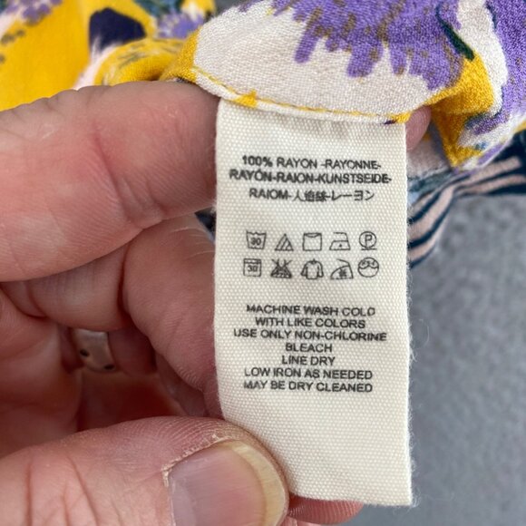 Free People Top Womens Extra Small This Sweet Love Yellow Floral Tank Side Ties - Picture 6 of 9